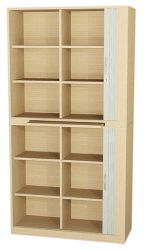 Hochschrank mit Jalousientren, Tablarauszug und Mittelwand