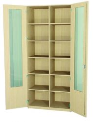 Hochschrank, 6 OH, mit 2/3 Glastren und Mittelwand