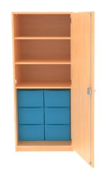 Materialschrank, schmal, mit 6 hohen Schben